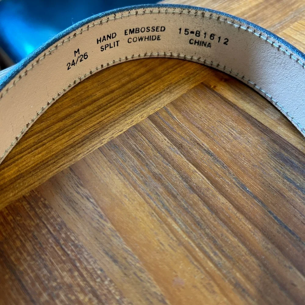 Brown Leather Belt with Silver Eagle Buckle - Picture 3 of 3